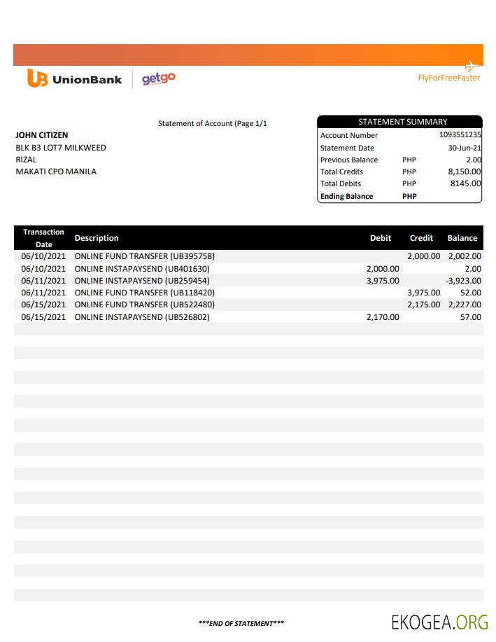 Unionbank des Philippines Excel